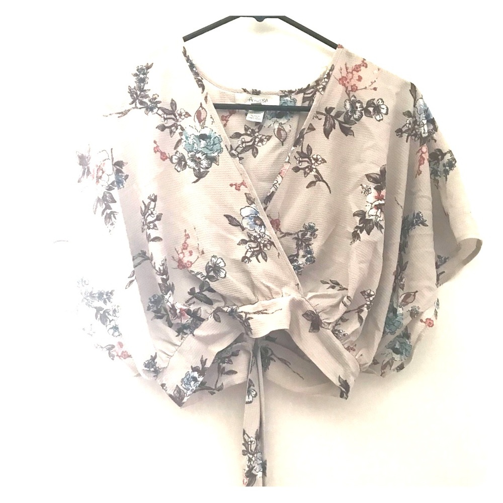 Floral tie crop top
